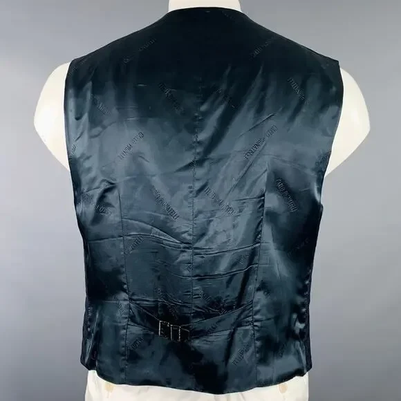 CARLO PIGNATELLI Size 44 Navy Embroidery Acetate Wool Vest